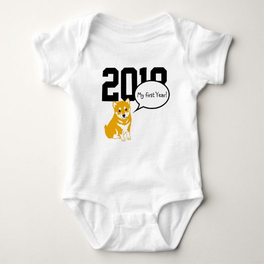 Shiba Dog Year aangepast jaar W Baby Bodysuit (Voorkant)