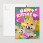 Shiba Happy Birthday Briefkaart (Voorkant / Achterkant)