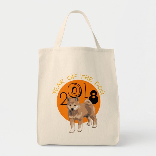Shiba in het jaar 2018 Grocery Cotton Bag Tote Bag (Voorkant)