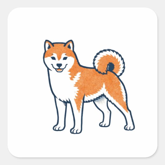 Shiba Inu ー Standing Vierkante Sticker (Voorkant)