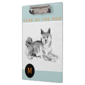 Shiba Inu 2 Chinese Dog Year Monogram Cb schildere Klembord (Links)