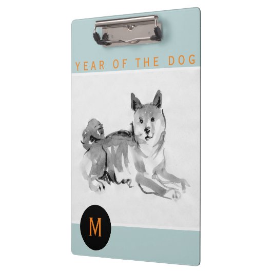 Shiba Inu 2 Chinese Dog Year Monogram Cb schildere Klembord (Links)
