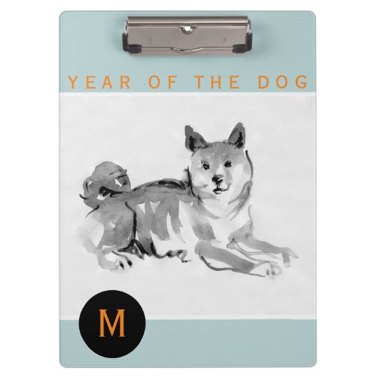 Shiba Inu 2 Chinese Dog Year Monogram Cb schildere Klembord (Voorkant)