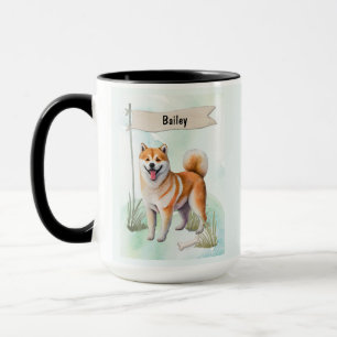 Shiba Inu Aquarel Gepersonaliseerde Hond Mok