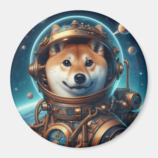 Shiba Inu Astronaut 3 inch magneet (Voorkant)