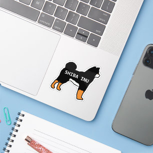 Shiba Inu Black en Tan naam Silhouette Sticker