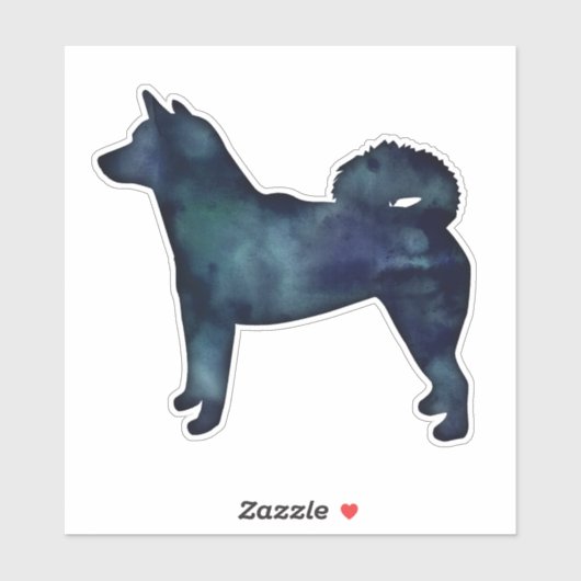 Shiba Inu Black Waterverf Silhouette Sticker (Vel)