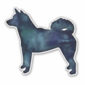 Shiba Inu Black Waterverf Silhouette Sticker (Voorkant)