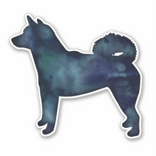 Shiba Inu Black Waterverf Silhouette Sticker (Voorkant)