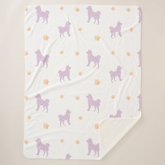Shiba Inu Blanket – Minimal Lavender Gift  Sherpa Deken (Voorkant)