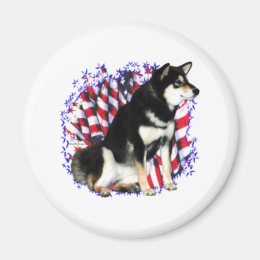 Shiba Inu (blk) Patriot Magneet (Voorkant)
