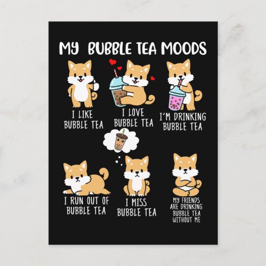 Shiba Inu Bubble Tea Boba Tea Dog Bubble Tea Briefkaart (Voorkant)