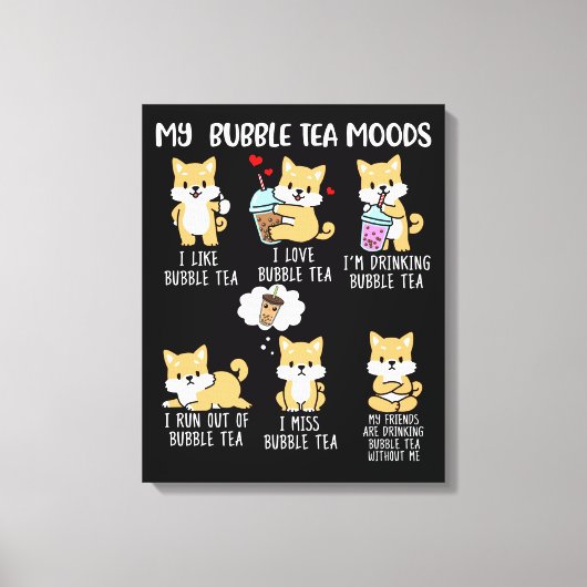 Shiba Inu Bubble Tea Boba Tea Dog Bubble Tea Canvas Afdruk (Voorkant)