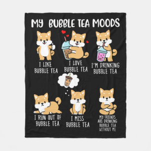 Shiba Inu Bubble Tea Boba Tea Dog Bubble Tea Fleece Deken