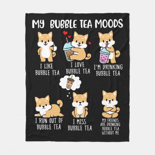 Shiba Inu Bubble Tea Boba Tea Dog Bubble Tea Fleece Deken (Voorkant)
