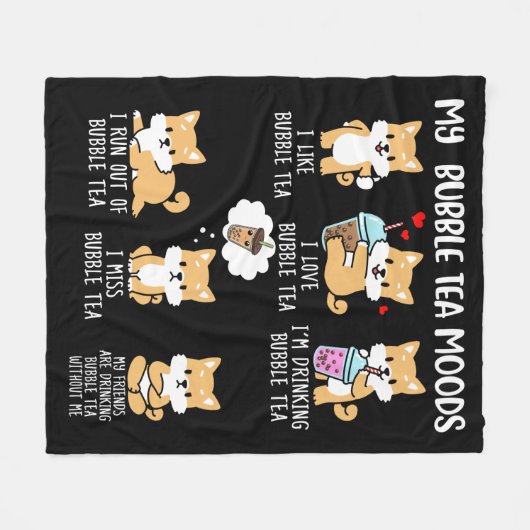 Shiba Inu Bubble Tea Boba Tea Dog Bubble Tea Fleece Deken (Voorkant (Horizontaal))