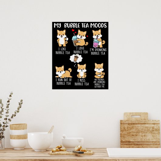 Shiba Inu Bubble Tea Boba Tea Dog Bubble Tea Poster (Keuken)