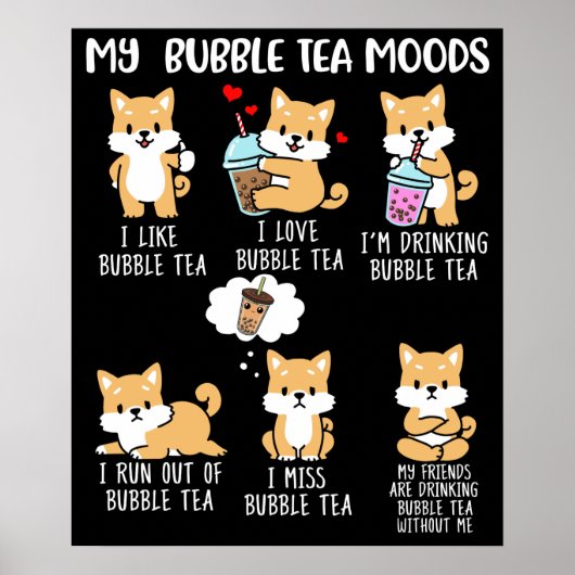 Shiba Inu Bubble Tea Boba Tea Dog Bubble Tea Poster (Voorkant)