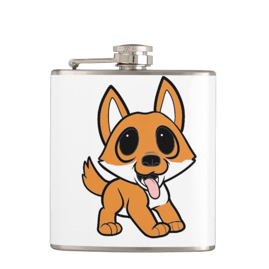 Shiba Inu cartoon Heupfles (Voorkant)