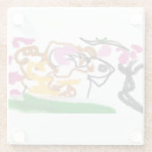 Shiba Inu charry bloesem Glazen Onderzetter (Achterkant)