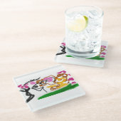 Shiba Inu charry bloesem Glazen Onderzetter (Schuin)