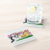 Shiba Inu charry bloesem Glazen Onderzetter (Schuin)