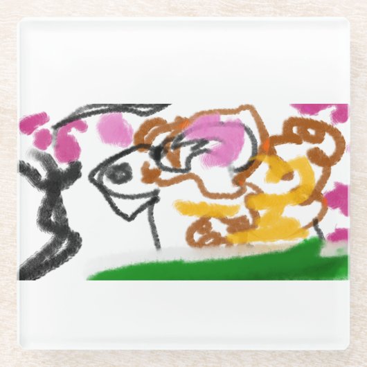 Shiba Inu charry bloesem Glazen Onderzetter (Voorkant)