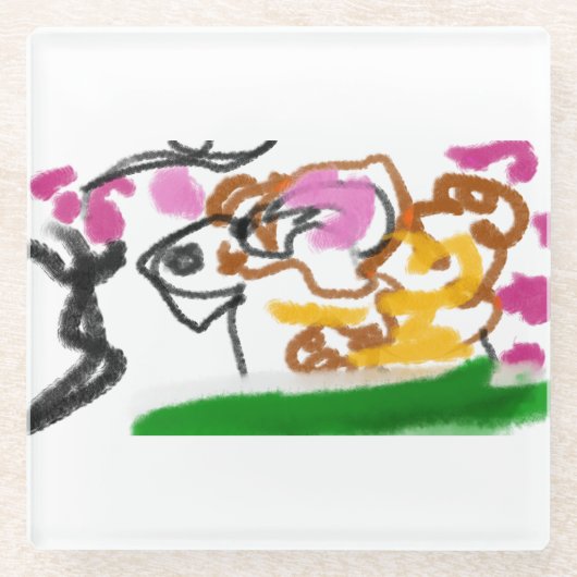 Shiba Inu charry bloesem Glazen Onderzetter (Voorkant)