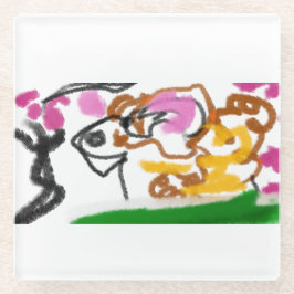 Shiba Inu charry bloesem Glazen Onderzetter