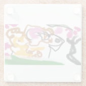 Shiba Inu charry bloesem Glazen Onderzetter (Achterkant)