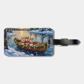Shiba Inu Christmas Boat Holiday Bagagelabel (Achterkant horizontaal)