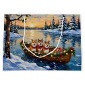Shiba Inu Christmas Boat Holiday Groot Cadeauzakje (Voorkant)