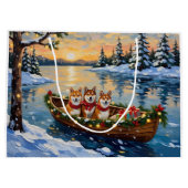 Shiba Inu Christmas Boat Holiday Groot Cadeauzakje (Achterkant)