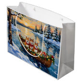 Shiba Inu Christmas Boat Holiday Groot Cadeauzakje (Achterkant Gekanteld)