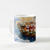 Shiba Inu Christmas Boat Holiday Koffiemok (Voorkant links)