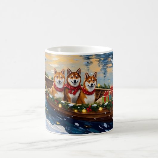 Shiba Inu Christmas Boat Holiday Koffiemok (Center)
