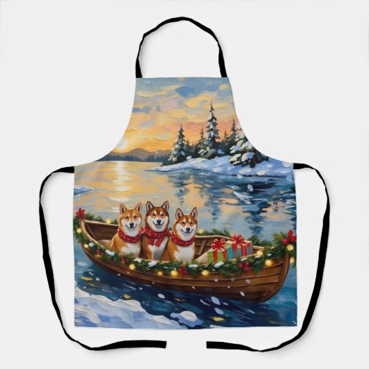 Shiba Inu Christmas Boat Holiday Schort (Voorkant)