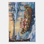 Shiba Inu Christmas Boat Holiday Theedoek (Verticaal)