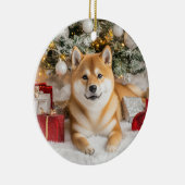 Shiba Inu Christmas Keramisch Ornament (Rechts)