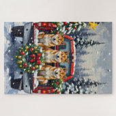 Shiba Inu Christmas Red Truck Holiday Legpuzzel (Horizontaal)