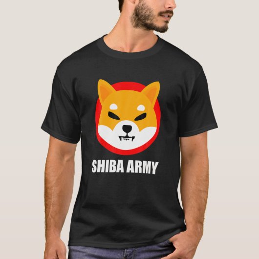 Shiba Inu Coin Crypto Token Cryptocurrency Portemo T-shirt (Voorkant)