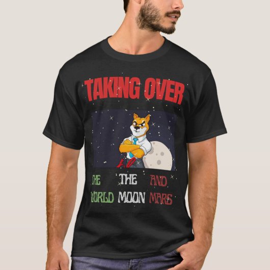 Shiba Inu Coin on the Moon Overname T-shirt (Voorkant)