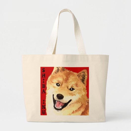 Shiba Inu Color Block Grote Tote Bag (Voorkant)