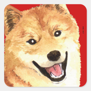 Shiba Inu Color Block Vierkante Sticker