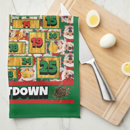 Shiba Inu Counting-down Kerstmis Advent Calendar D Theedoek (Quarter Fold)