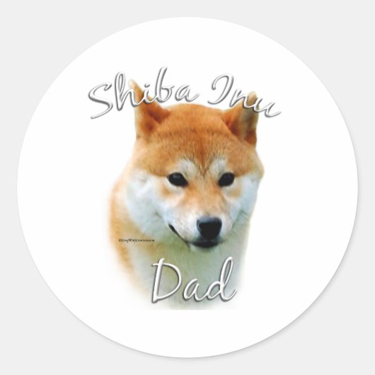 Shiba Inu Dad 2 Ronde Sticker (Voorkant)
