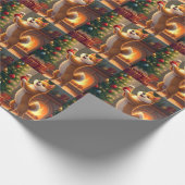 Shiba Inu Decorating the Christmas Tree Painting Cadeaupapier (Hoek)