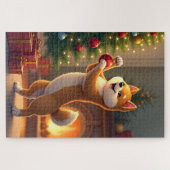 Shiba Inu Decorating the Christmas Tree Painting Legpuzzel (Horizontaal)