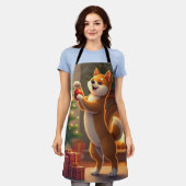 Shiba Inu Decorating the Christmas Tree Painting Schort (Gedragen)