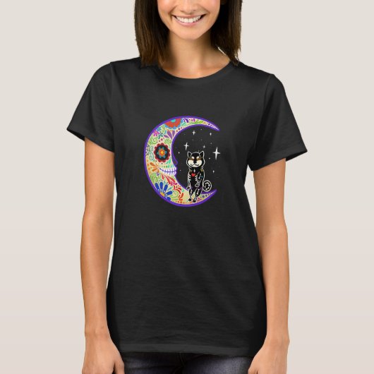 Shiba Inu Dia De Los Muertos Skelet T-shirt (Voorkant)